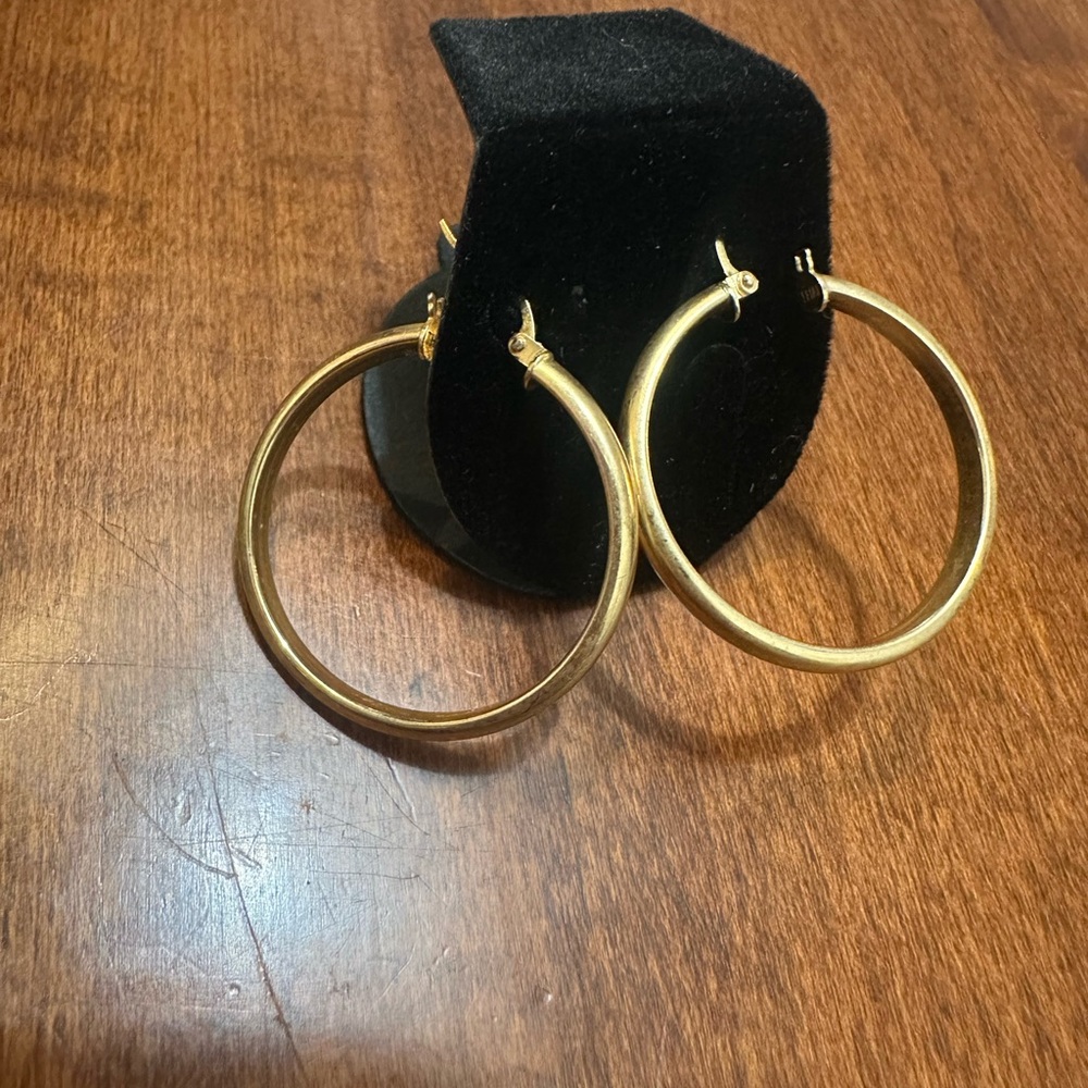 Elegant 925 yellow silver Hoop Earrings